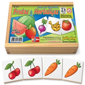 Brinquedo Educativo Jogo De Memória Frutas E Hortaliças 40 Peças - Jottplay