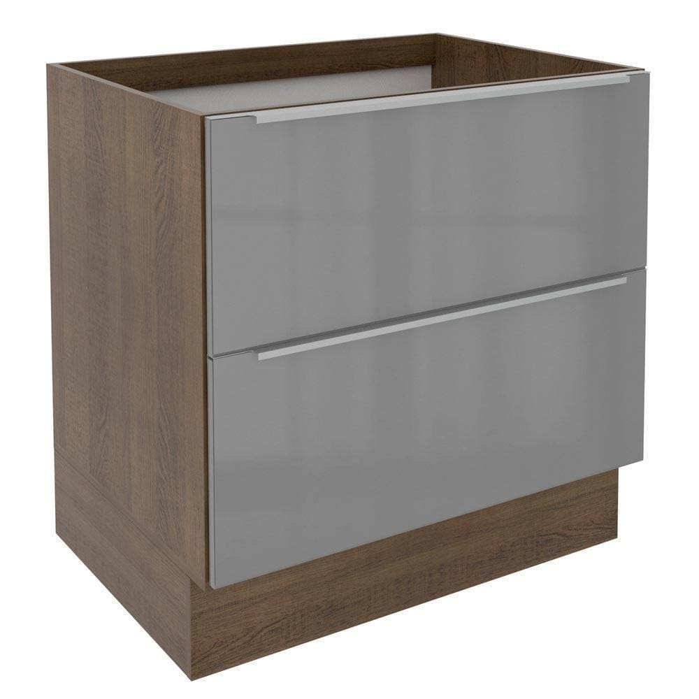 Balcão Madesa Lux 80 Cm 2 Gavetas Rustic/cinza