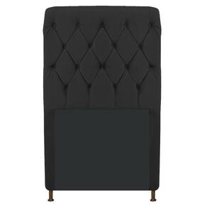 Cabeceira Estofada Cristal 100cm Solteiro Preto