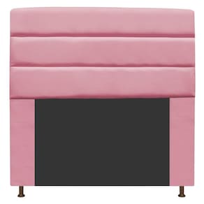 Cabeceira Estofada Turim 195cm King Size Suede Rosa Bebê