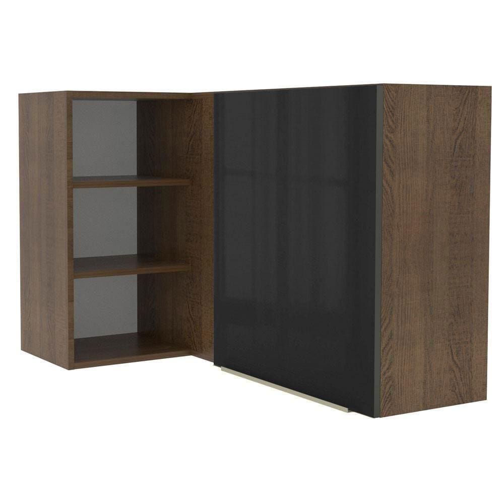 Armário Aéreo de Canto com Adega Madesa Lux 1P Preto