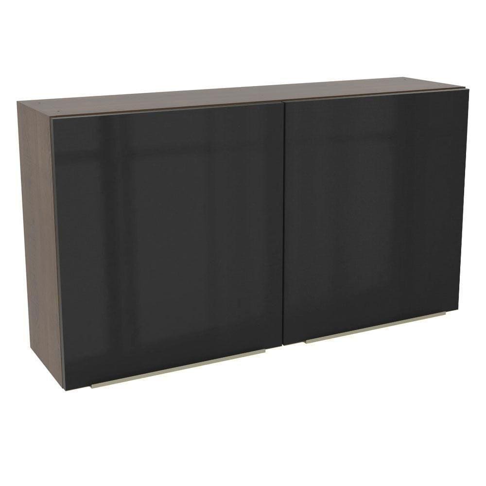 Armário Aéreo Madesa Lux 120 cm 2 Portas Rustic e Preto