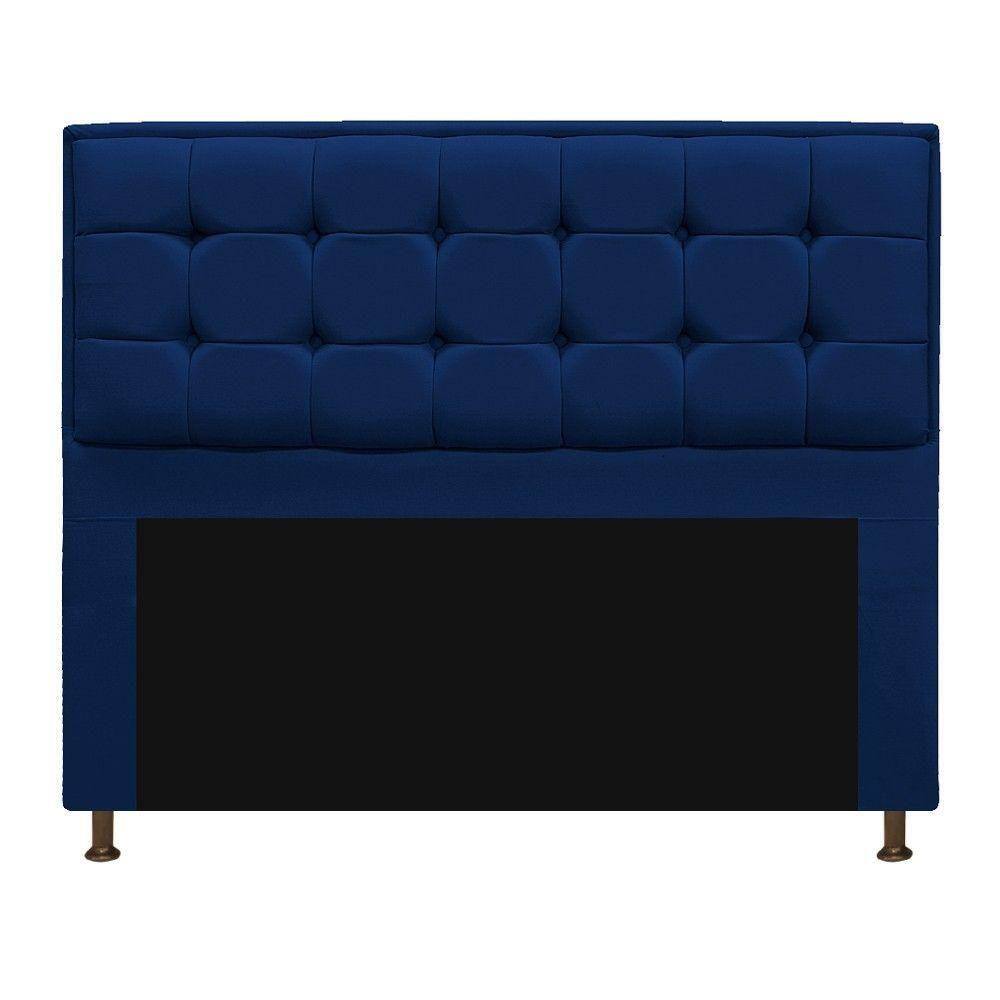 Cabeceira Copenhague 160cm Queen Size Suede Azul Marinho
