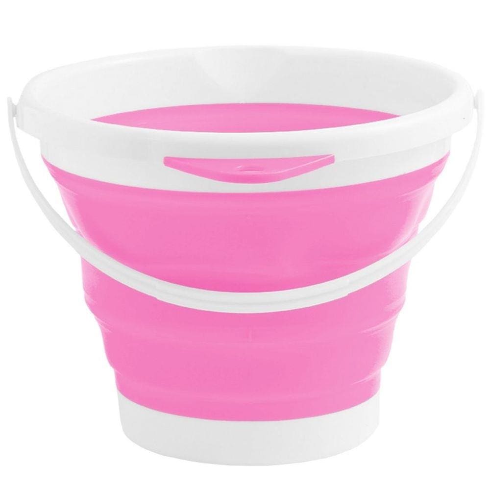 Balde Dobrável Retrátil Sanfonado Multiuso Silicone 10L - Rosa