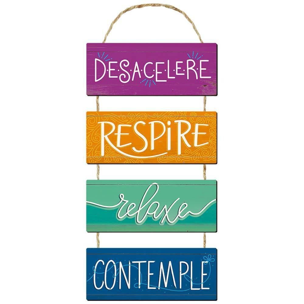 Placa Decorativa Desacelere Respire Relaxe 20X51Cm