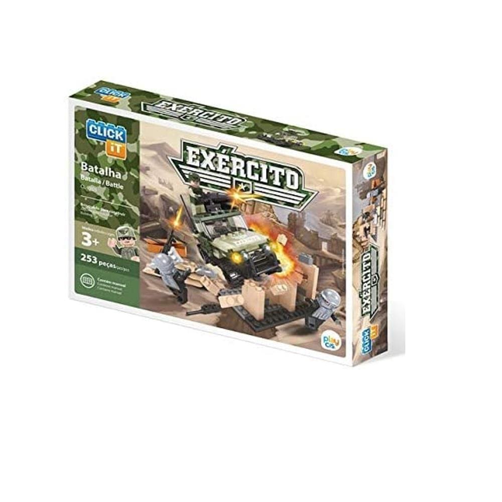 Brinquedo Exercito De Batalha C/253 Peças De Montar-Click It