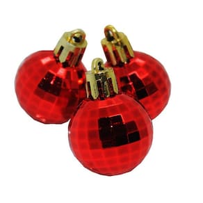 Bolinha de Natal Facetada Vermelha - 15 Unidades