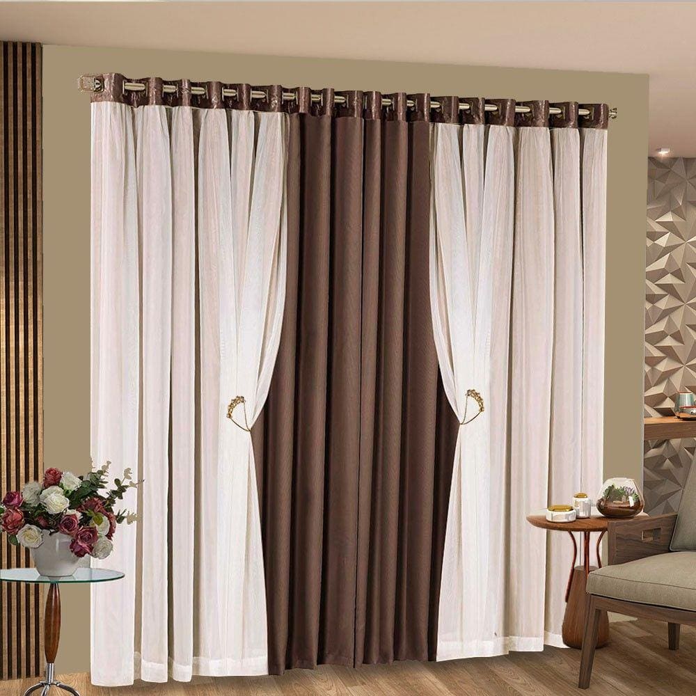 Cortina Bariloche Tabaco 5,40m x 3,00m altura - Varão até 4m