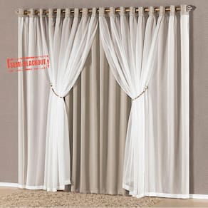 Cortina Eudora Semi-Blackout Fendi 4,40m x 2,50m altura - Varão de até 3m
