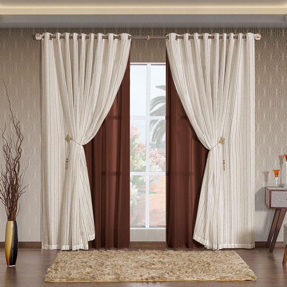 Cortina Ayla Tabaco 4,40m x 2,50m altura - Varão até 3m