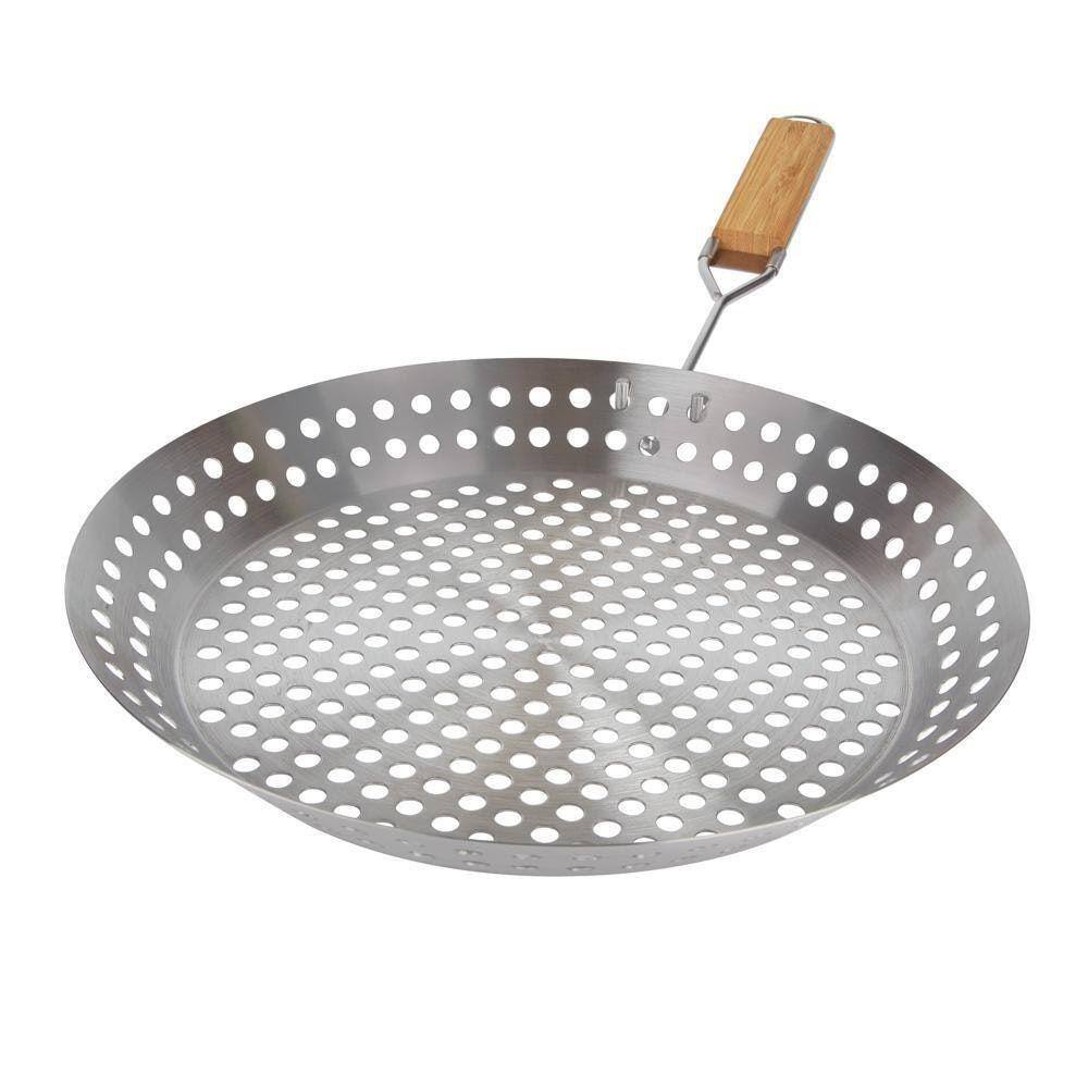 Panela Frigideira Inox Para Grelhar Em Churrasqueira Mor - Cinza