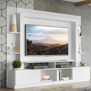Rack Estante c/ Painel TV 65" e 2 portas Oslo Multimóveis Branco