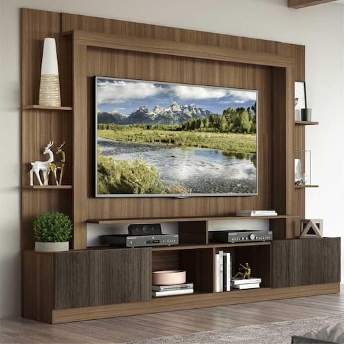 Rack Estante c/ Painel TV 65" e 2 portas Oslo Multimóveis Madeirado/Tenerife - Marrom