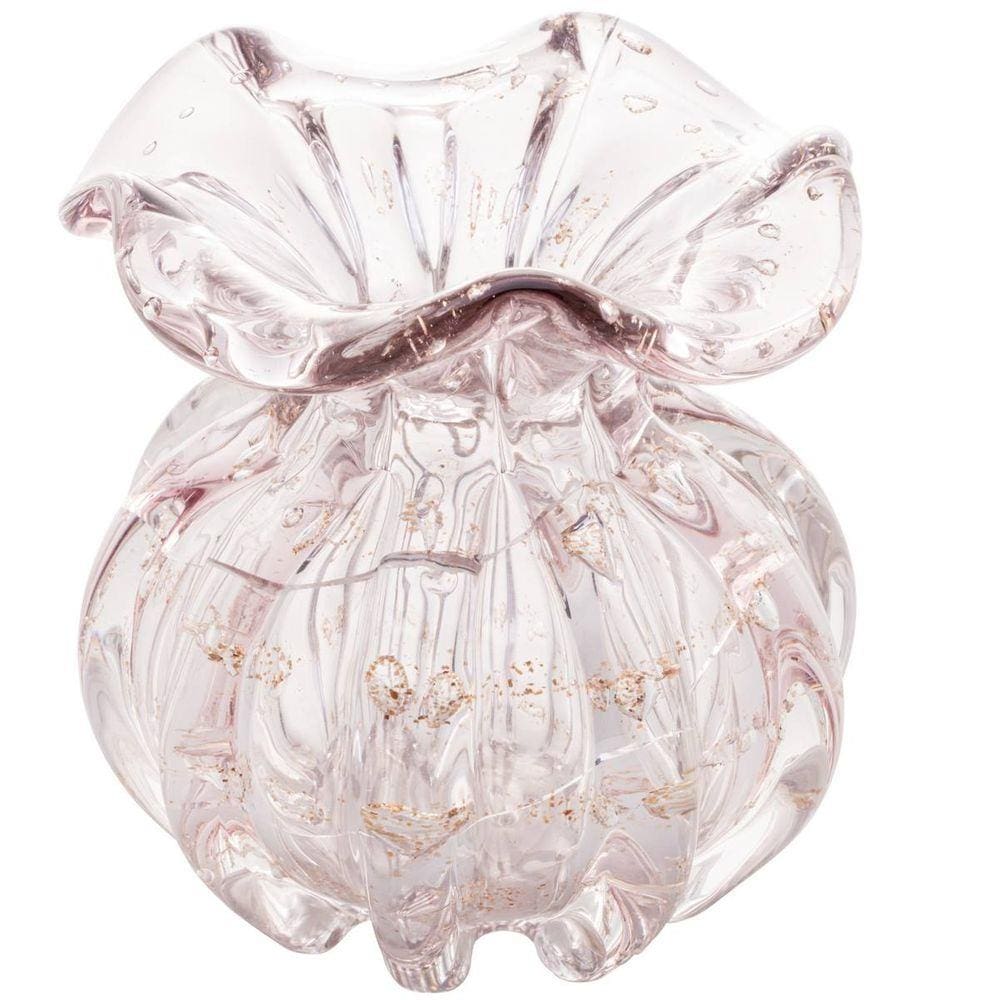 Vaso de Vidro Italy Rosa Claro e Dourado 4379 Lyor