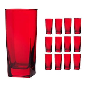 Copo Vidro 320Ml (Suco, Água) Bali Kit Com 12 Vermelho