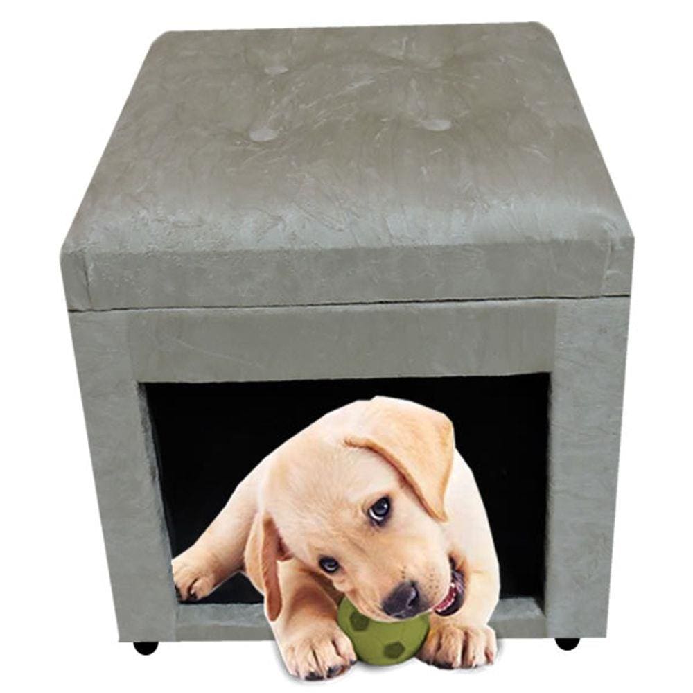 Puff Pet Caes E Gatos Suede Bege Escuro