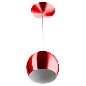 Lustre Pendente Bola Media Alumínio 23cm Cereja Metalico
