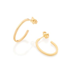 Brinco Rommanel Folheado Ouro Meia Argola Liso Oval 523960