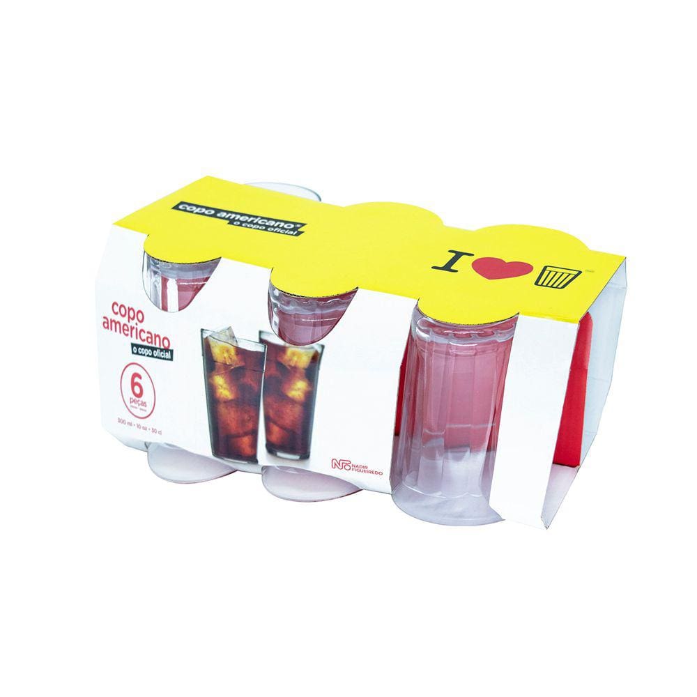 Jogo de Copos de Vidro 330ml 6 Peças Haus - Pavillion - Promotop