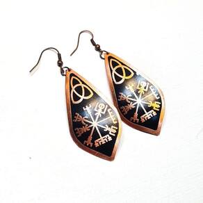 Brinco De Cobre Coleção Atacama - Bússola Vegvisir Black