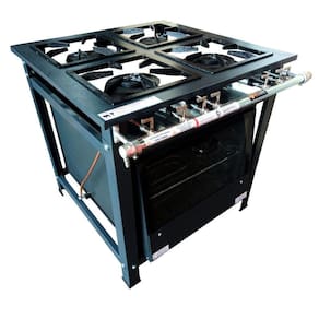 Fogão Industrial P7 4 Bocas Baixa Pressão com Forno 126L Tampa Vidro 2QD 2QS - MetalFour