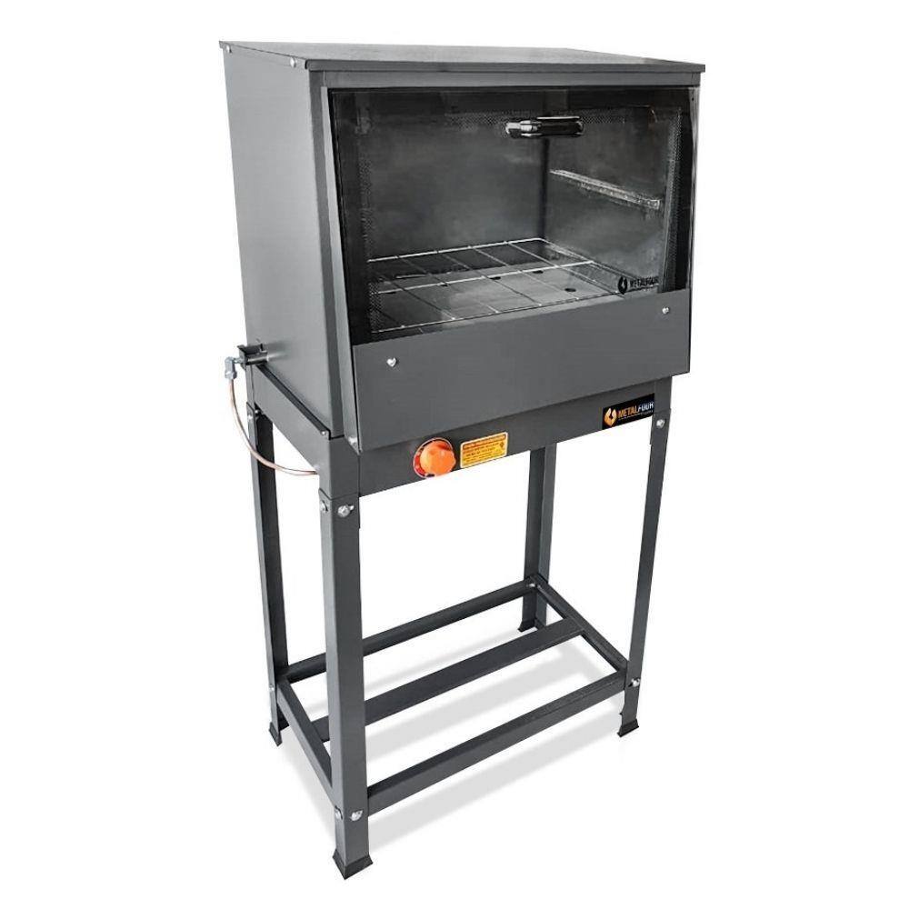 Forno à Gás com Cavalete Baixa Pressão Tampa de Vidro 66L - MetalFour