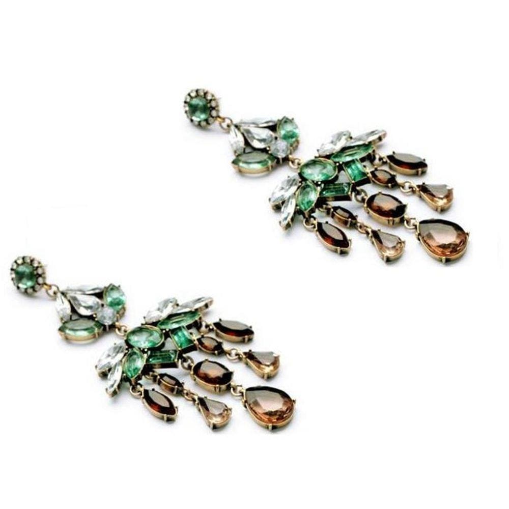 Brinco cristal gotas verde