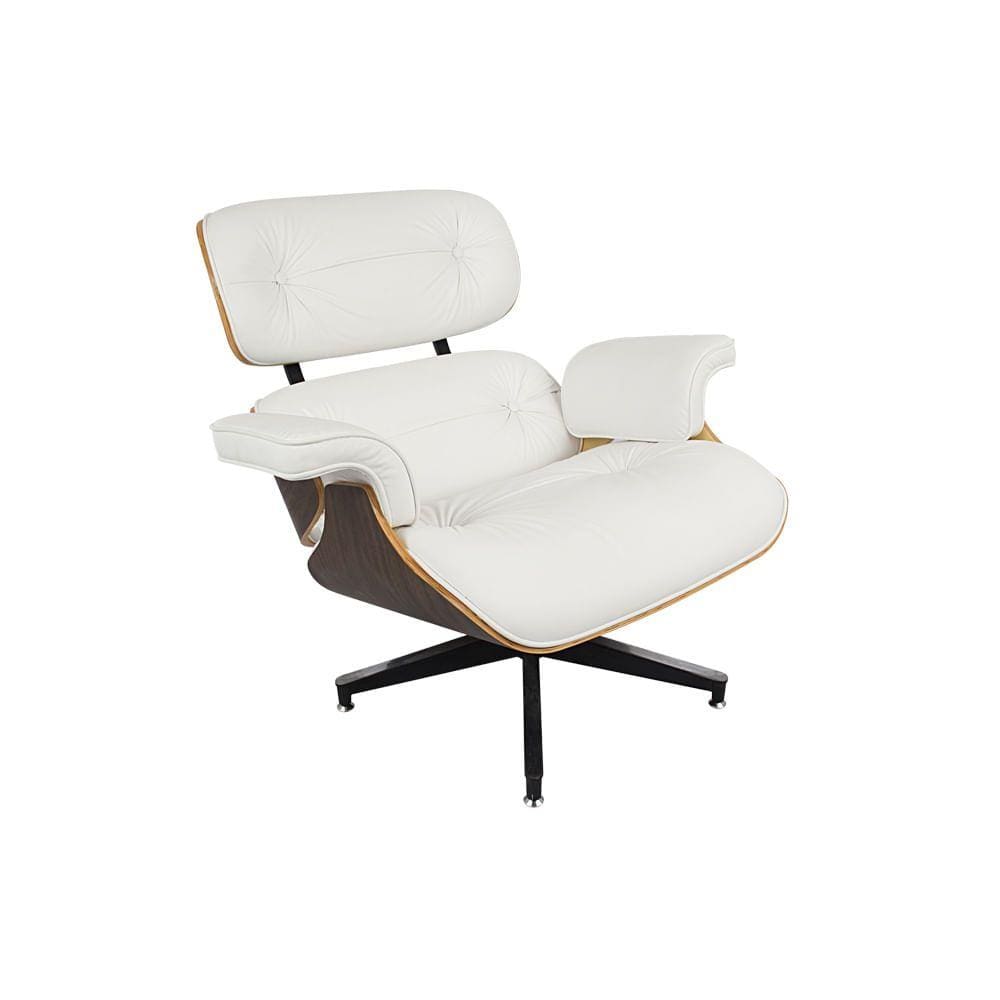 Poltrona Charles Eames em Couro Natural - Branco