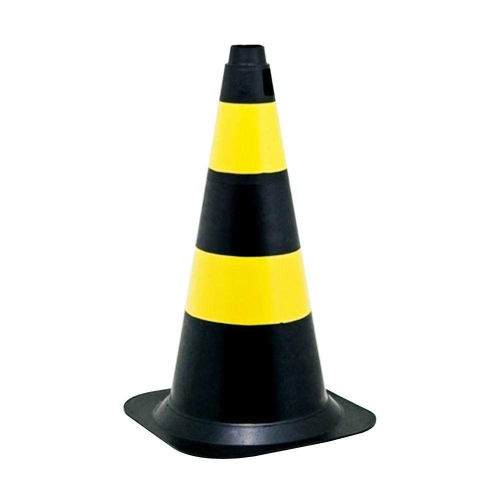 Cone De Sinalização 75cm Preto/Amarelo - Plastcor