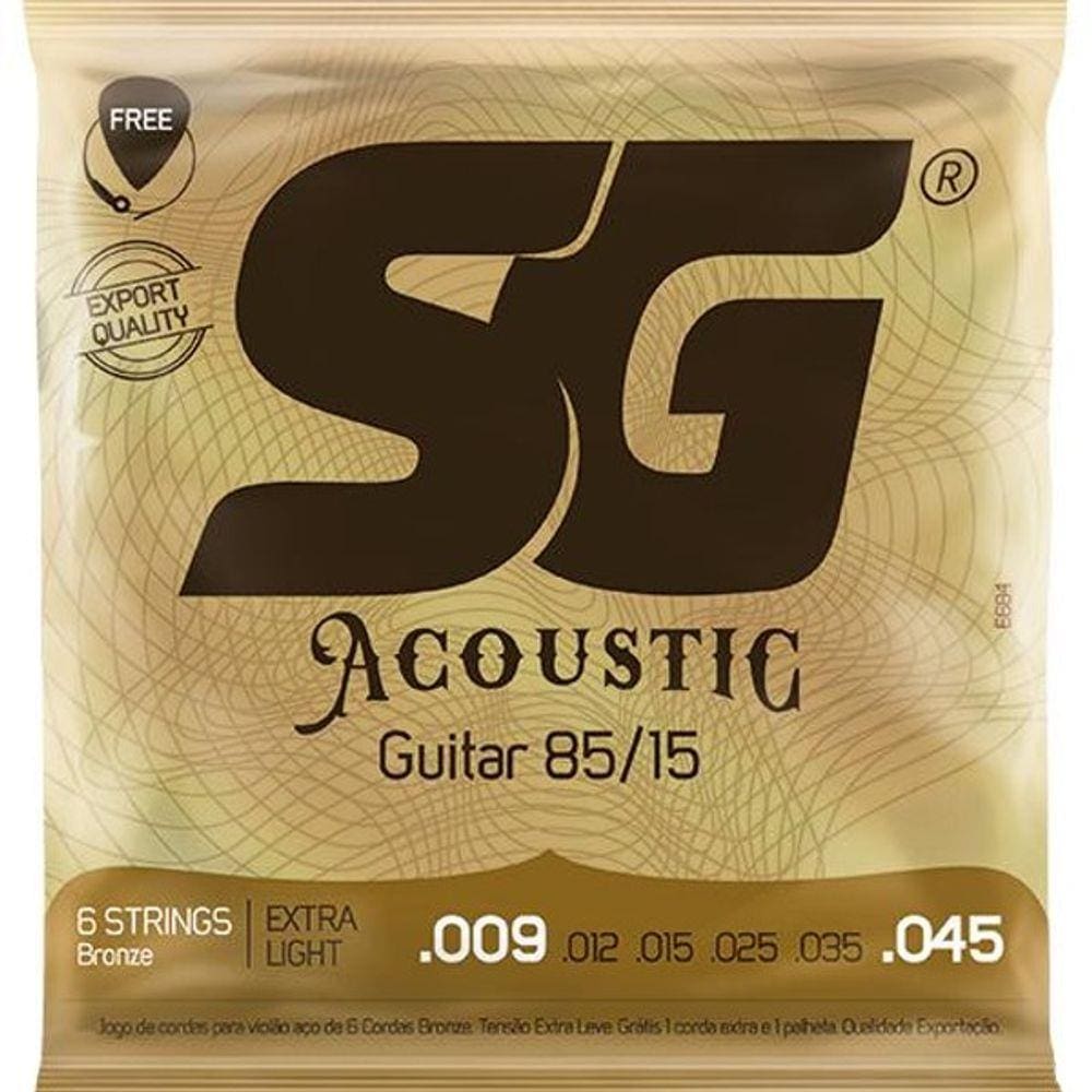 Encordoamento Violão Aço 009 Sg Corda Mi extra E Palheta