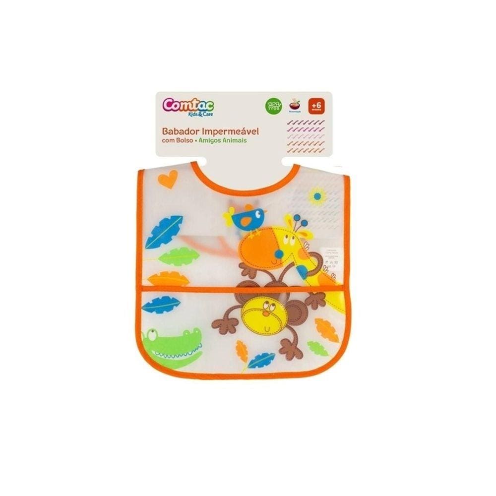 Babador Impermeável Com Bolso Amigos Animais Comtac 4388