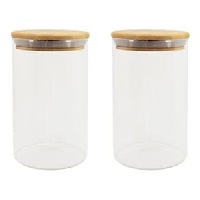 Pote hermético para alimento tampa bambu kit 2peças 1100ml