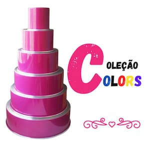 Coleção Colors - Conjunto de Formas Altas 6 Peças - Cor Pink - alumínio