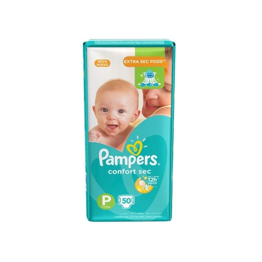 Fralda Pampers Confort Sec Pacote Mega Com 50 Un Tamanho P