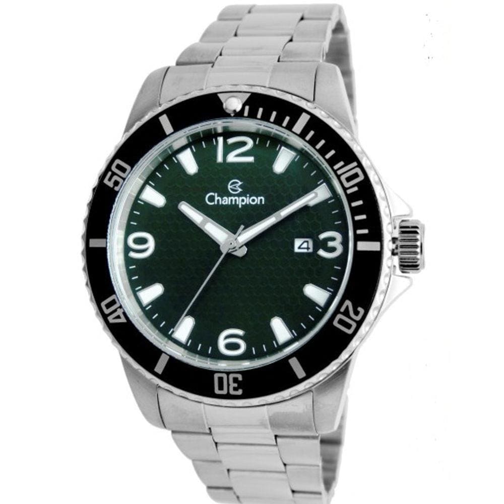 Relogio Masculino Champion Prata Fundo Verde Aço - CA31515G