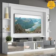 Rack c/ Painel TV 65” Portas c/ Espelho Oslo Multimóveis Branco/Preto