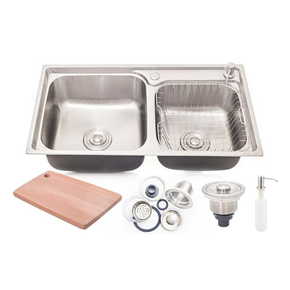 Cuba Pia Dupla Gourmet Luxo Prizi Aço Inox 304 43x78cm Kit Completo - MD7843B