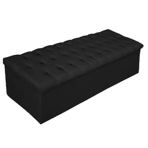 Calçadeira Baú Estofada 160cm Queen Size Preto Adj Decor