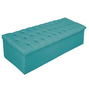 Calçadeira Baú Estofada 160cm Queen Size Turquesa Adj Decor