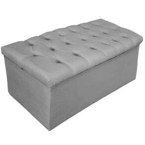 Calçadeira Baú Estofada 90cm Solteiro Suede Cinza Adj Decor