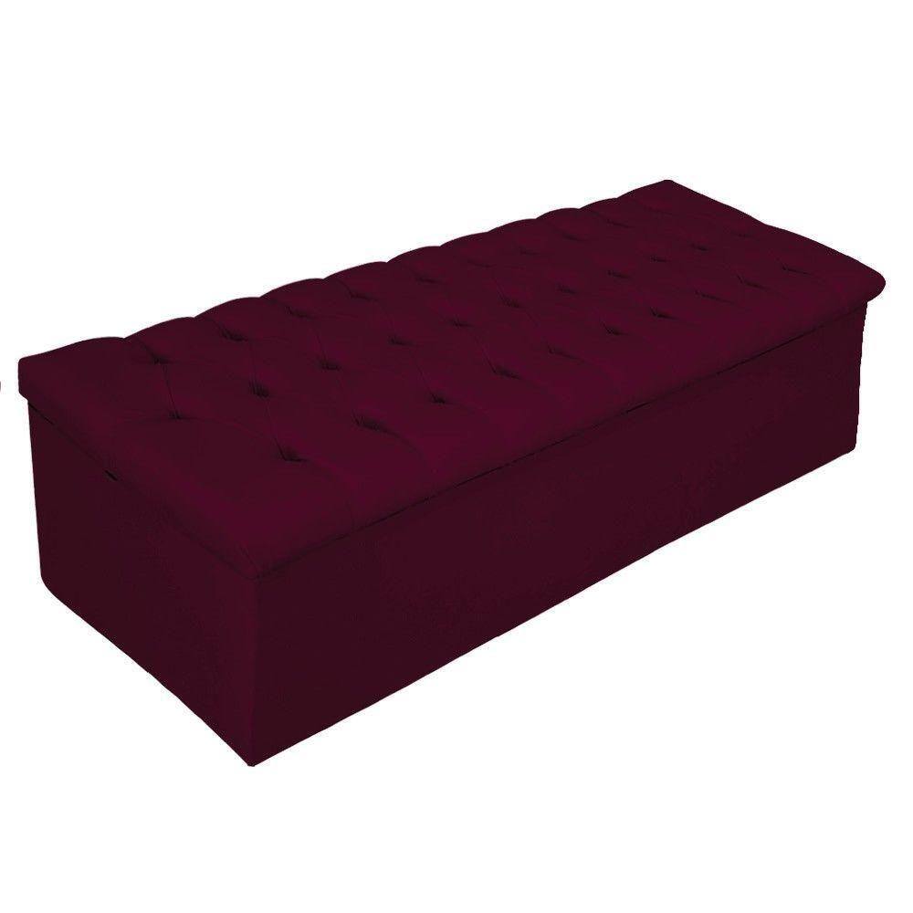 Calçadeira Baú Estofada 160cm Queen Size Bordô Adj Decor