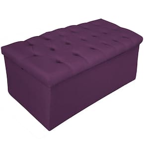 Calçadeira Baú Estofada 90 Cm Solteiro Suede Roxo Adj Decor