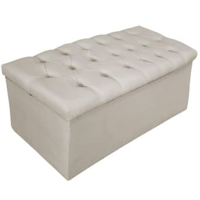 Calçadeira Baú Estofada 90 Cm Solteiro Suede Bege Adj Decor