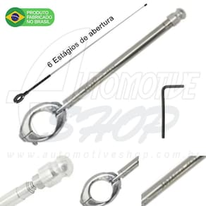 Antena Corta Pipa Moto Retrátil Guidao Aço Inox 7/8" Prata