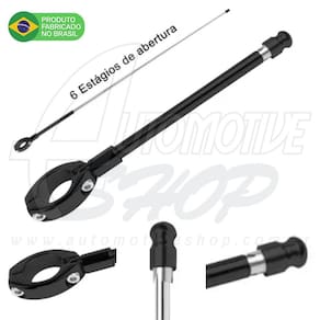 Antena Corta Pipa Moto Retrátil Guidao Aço Inox 7/8" Preto