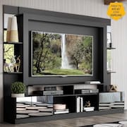 Rack Estante c/ Painel TV 65” e Espelho Oslo Multimóveis Preto