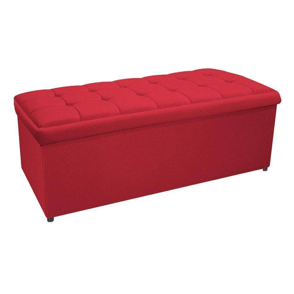 Calçadeira Copenhague 140cm Casal Suede Vermelho Adj Decor