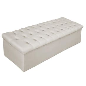 Calçadeira Baú Estofada 140cm Casal Bege Adj Decor