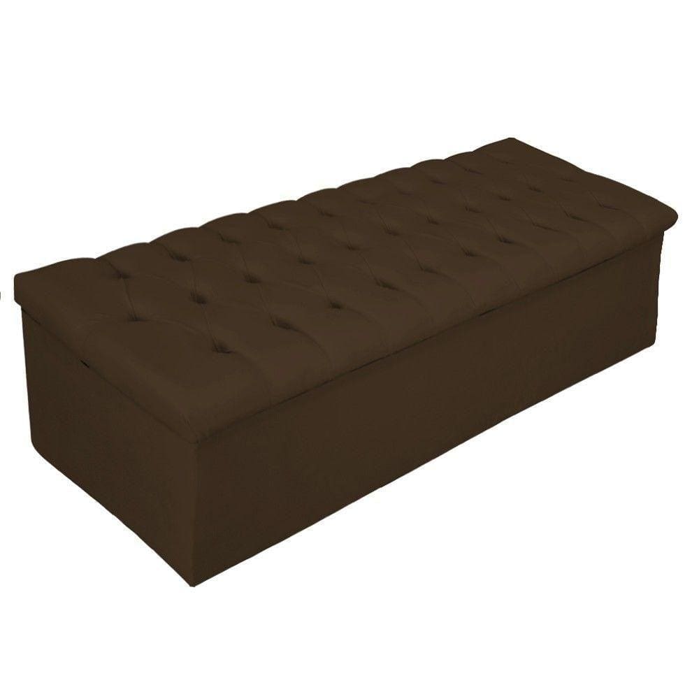Calçadeira Baú Estofada 140cm Casal Suede Marrom Adj Decor