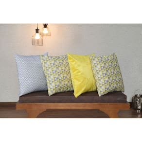 Kit Capa De Almofada Estampa Chevron 04 Peças Cinza